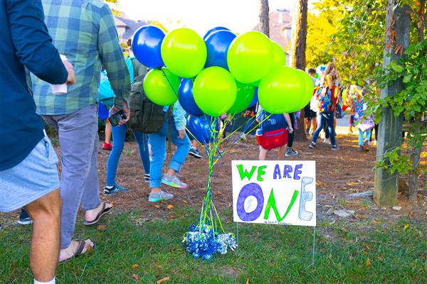 Students walking to school for National Walk to School Day.